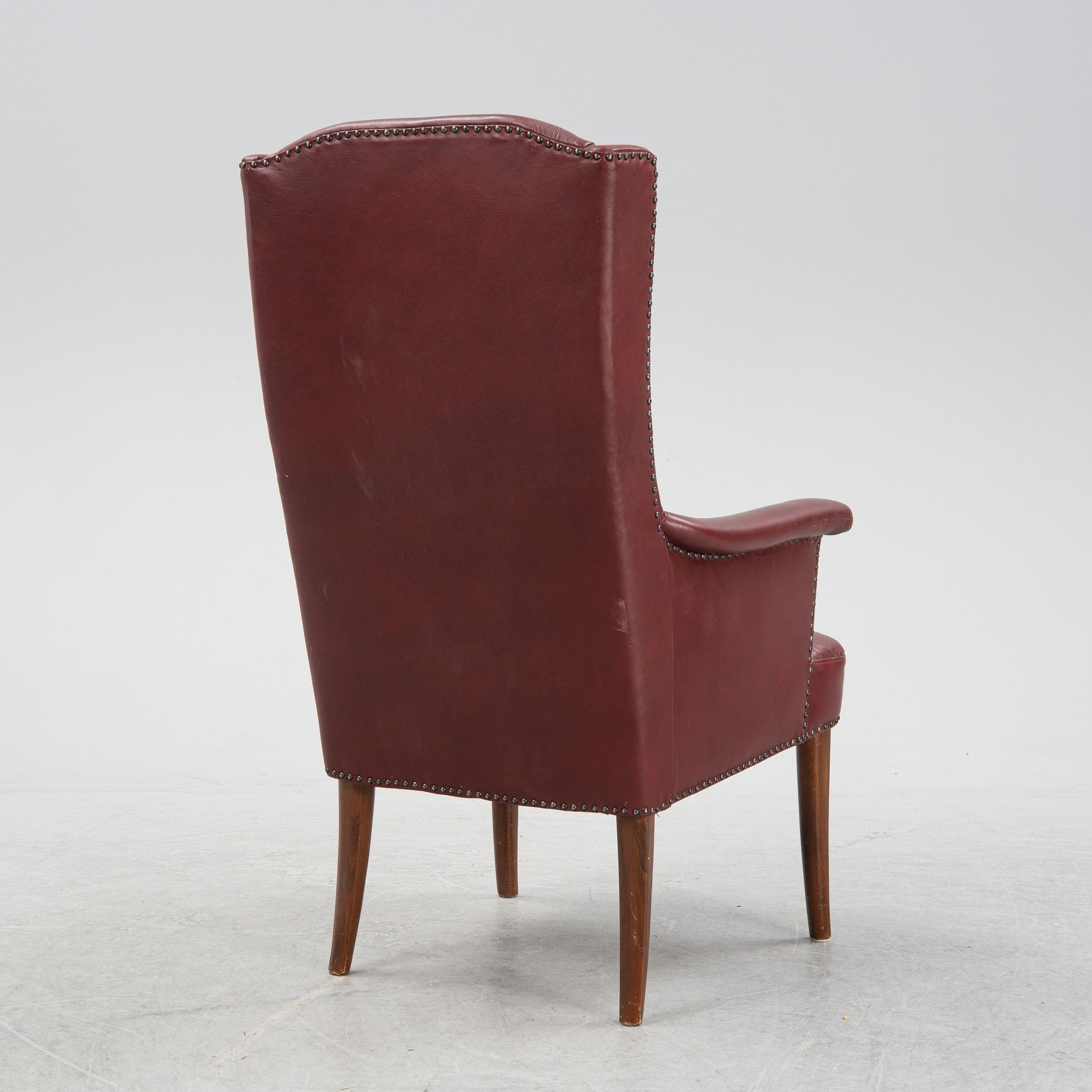Carl Malmsten, a leather 'Ane' easy chair, second half of the 20th Century.