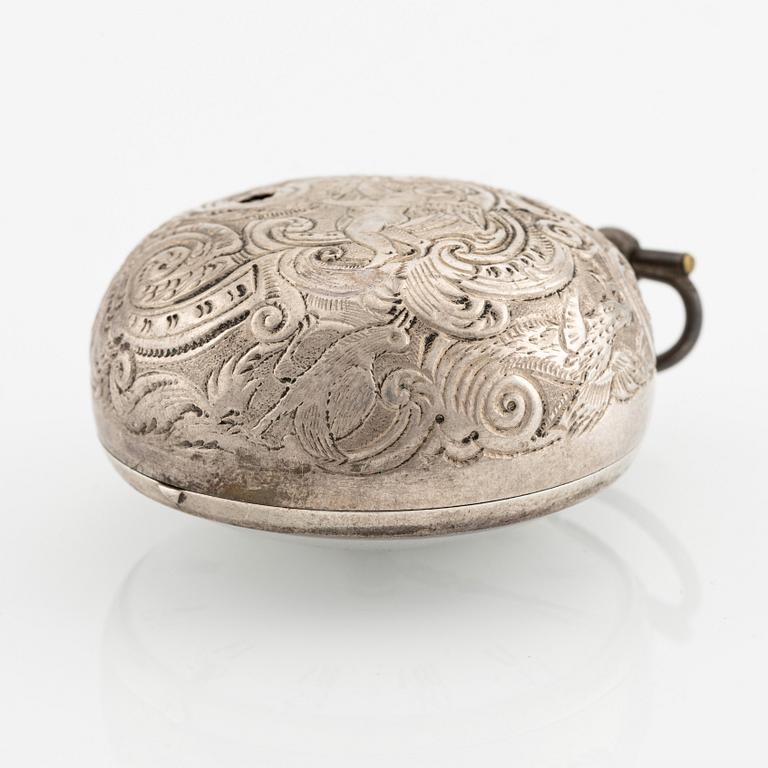 Lincke, Copenhagen, a silver case pocket watch, mid 18th century.