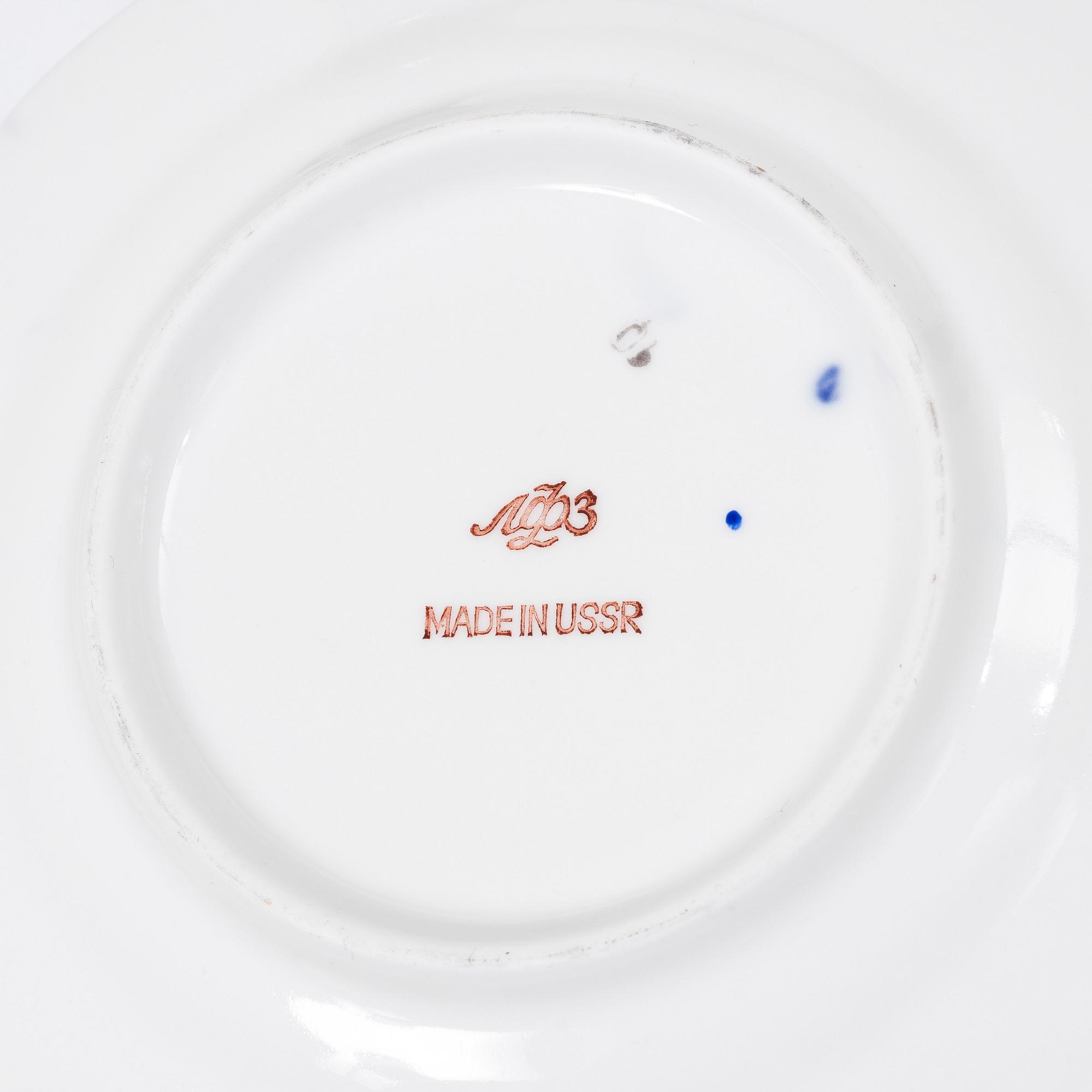 Kaffeservis, 16 delar, porslin, "Cobalt Net", Lomonosov, Sovietunionen.