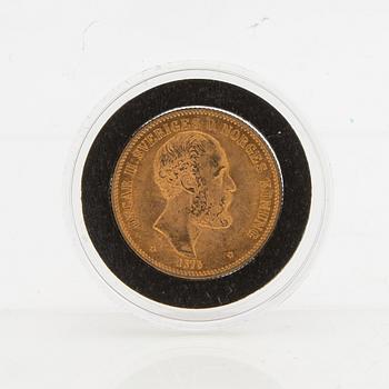Gold coin Sweden, Oscar II 20 kr, 1875.