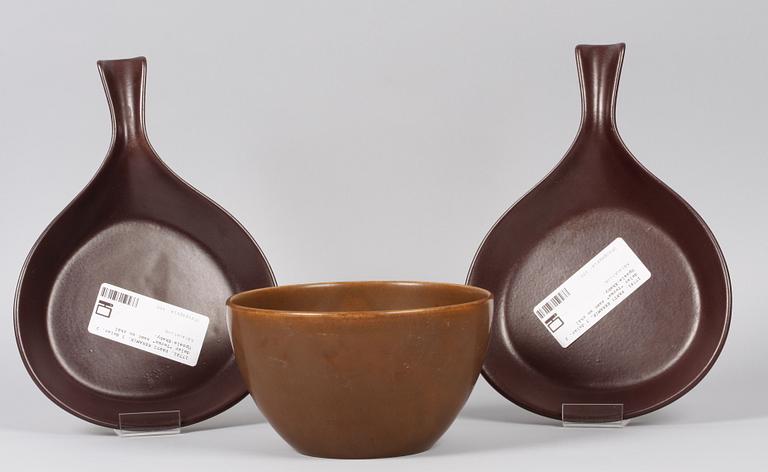 PARTI KERAMIK, 3 delar. 2 delar "Terma" samt en skål Upsala-Ekeby.