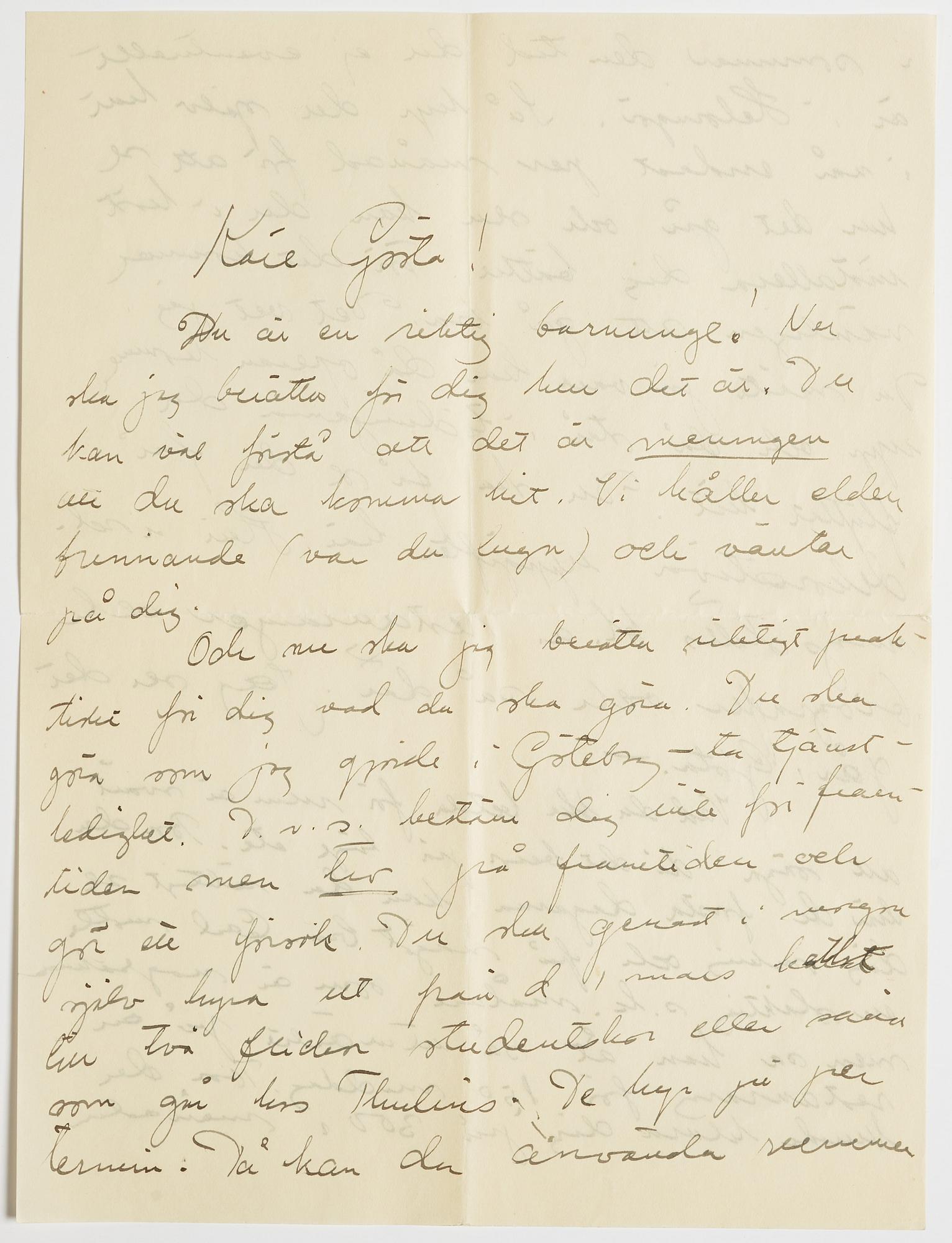 LETTERS, 2, from Carl and Ruth Kylberg in Stockholm to GAN (Gösta Adrian-Nilsson) in Lund. Undated.