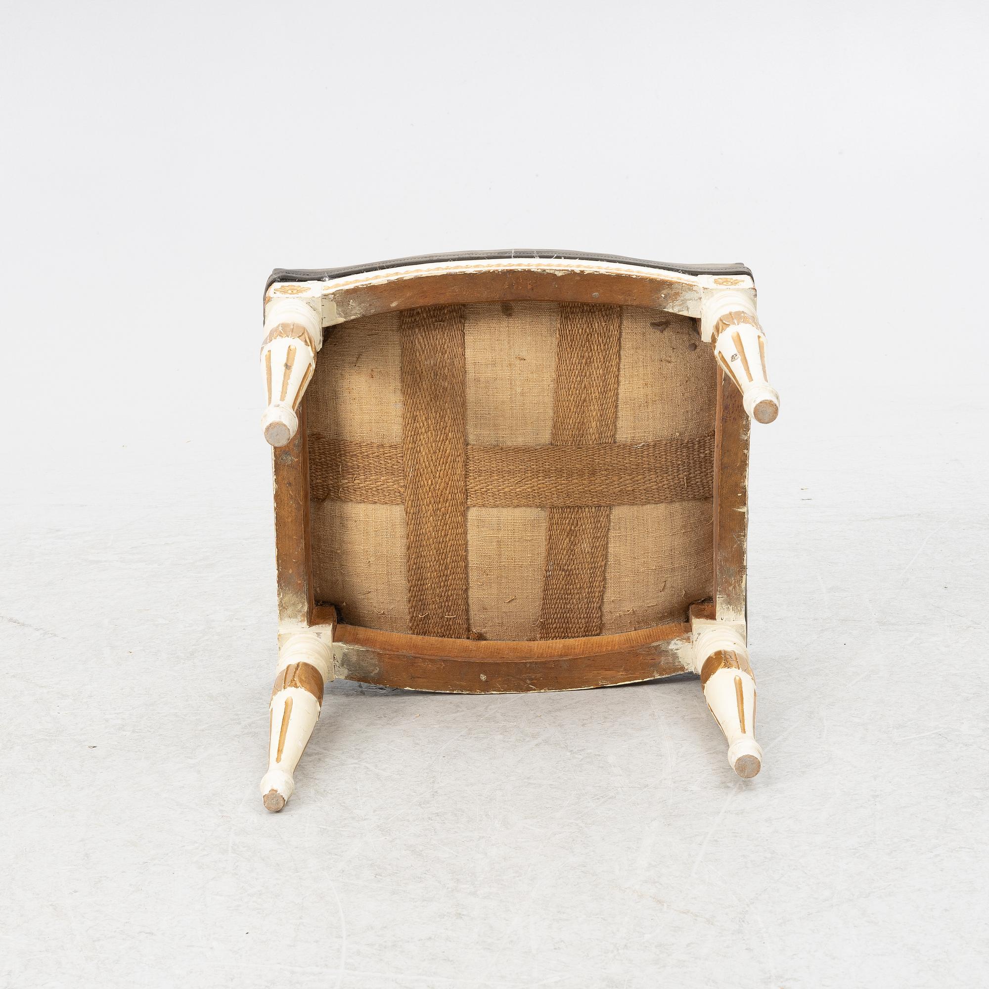 Anders Hellman (father and son, masters in Stockholm 1761-94/1793-1825), a late Gustaivian stool, circa 1800.