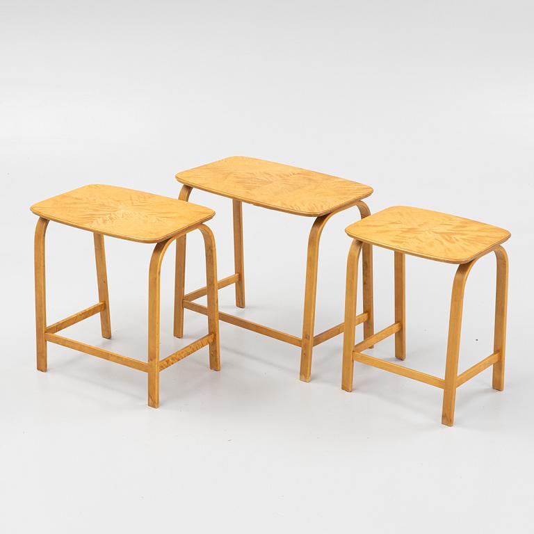 Axel Larsson, a 3-piece Swedish Modern nesting table, SMF (Svenska Möbelfabrikerna Bodafors), 1930's/40's.