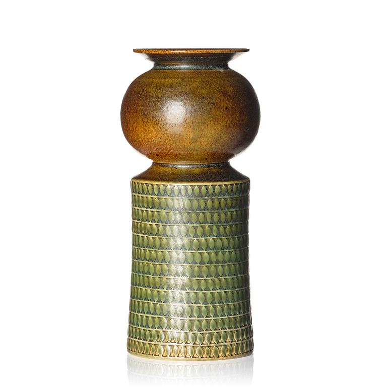 Stig Lindberg, a stoneware vase, Gustavsberg studio, Sweden 1967.