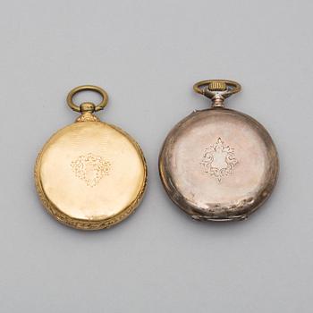 FICKUR, 2 st. Silver resp. 14k guld.