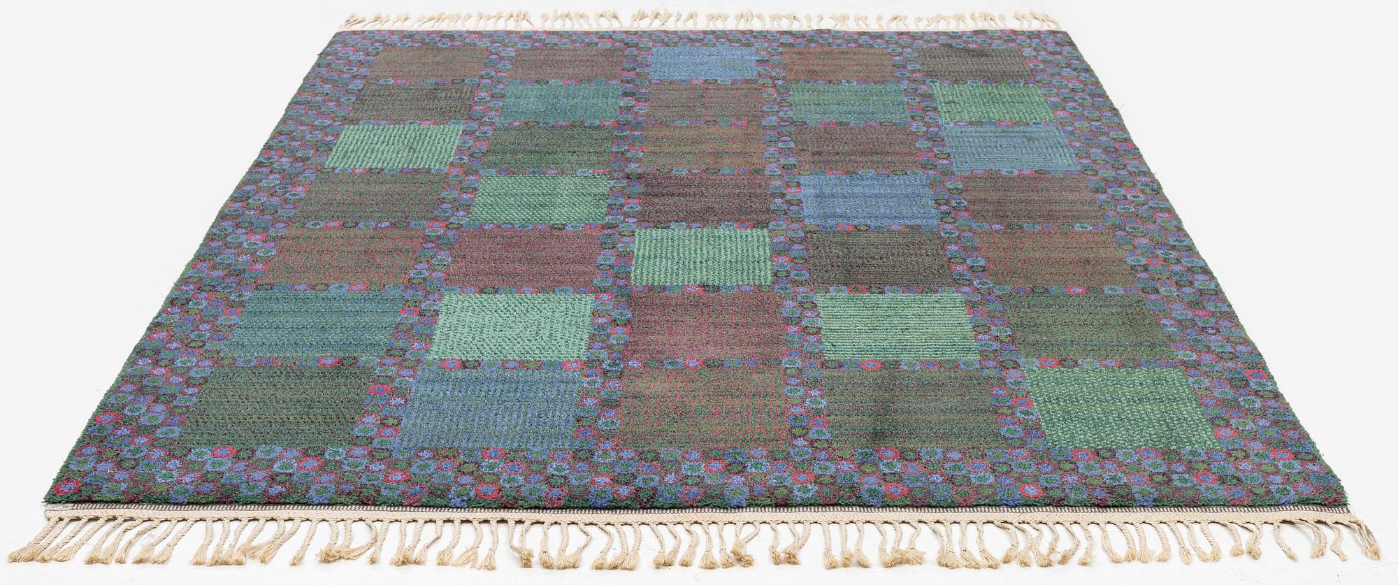 Barbro Nilsson, a 'Gröningen, mörk' carpet, knotted pile, c. 266 x 182 cm, signed AB MMF BN.