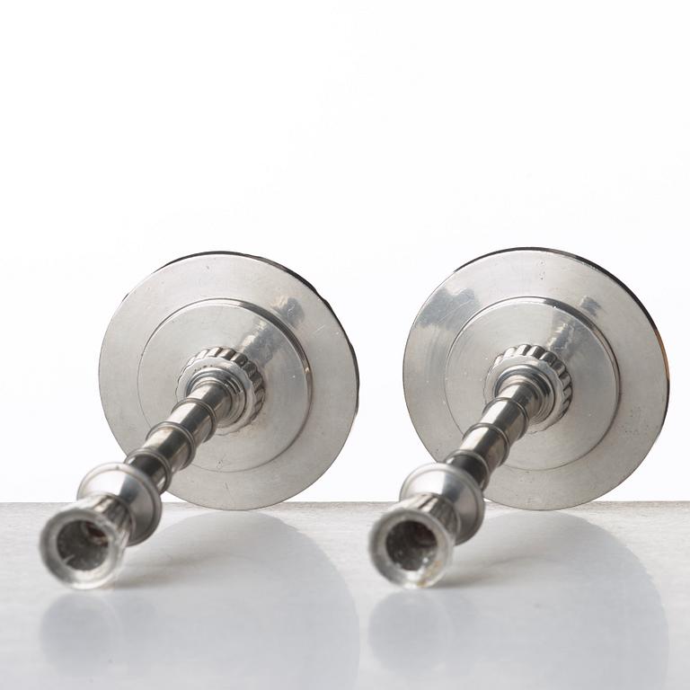 Erik Fleming, a pair of pewter candlesticks, Norrahammars tenn, Sweden 1930.