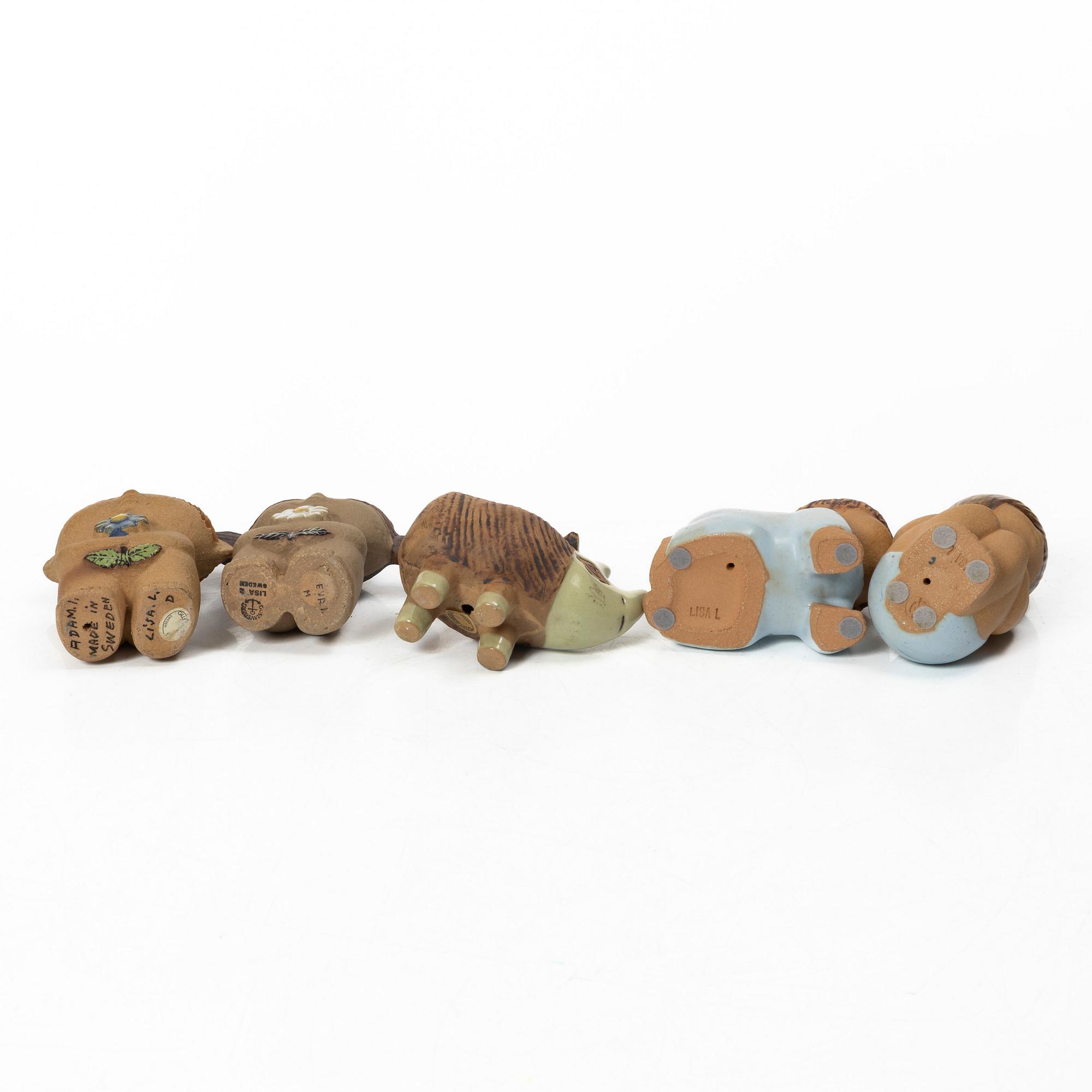 Lisa Larson, five stoneware figurines, Gustavsberg, Sweden.