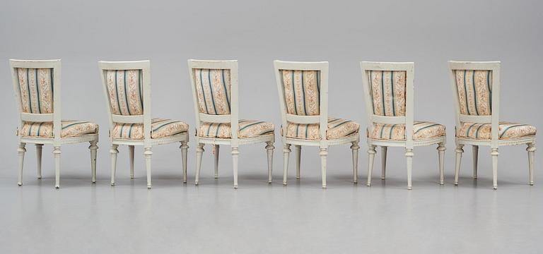 A set of six late Gustavian chairs by E. Ståhl (master in Stockholm 1794-1820).