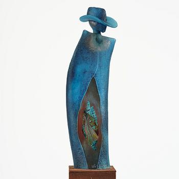Kjell Engman, a unique glass sculpture 'Man in Trenchcaot' from the series "Catwalk", Kosta Boda, Sweden.