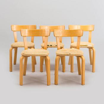 Alvar Aalto, A set of five late 20th century '69' chairs, for Artek, Finland.