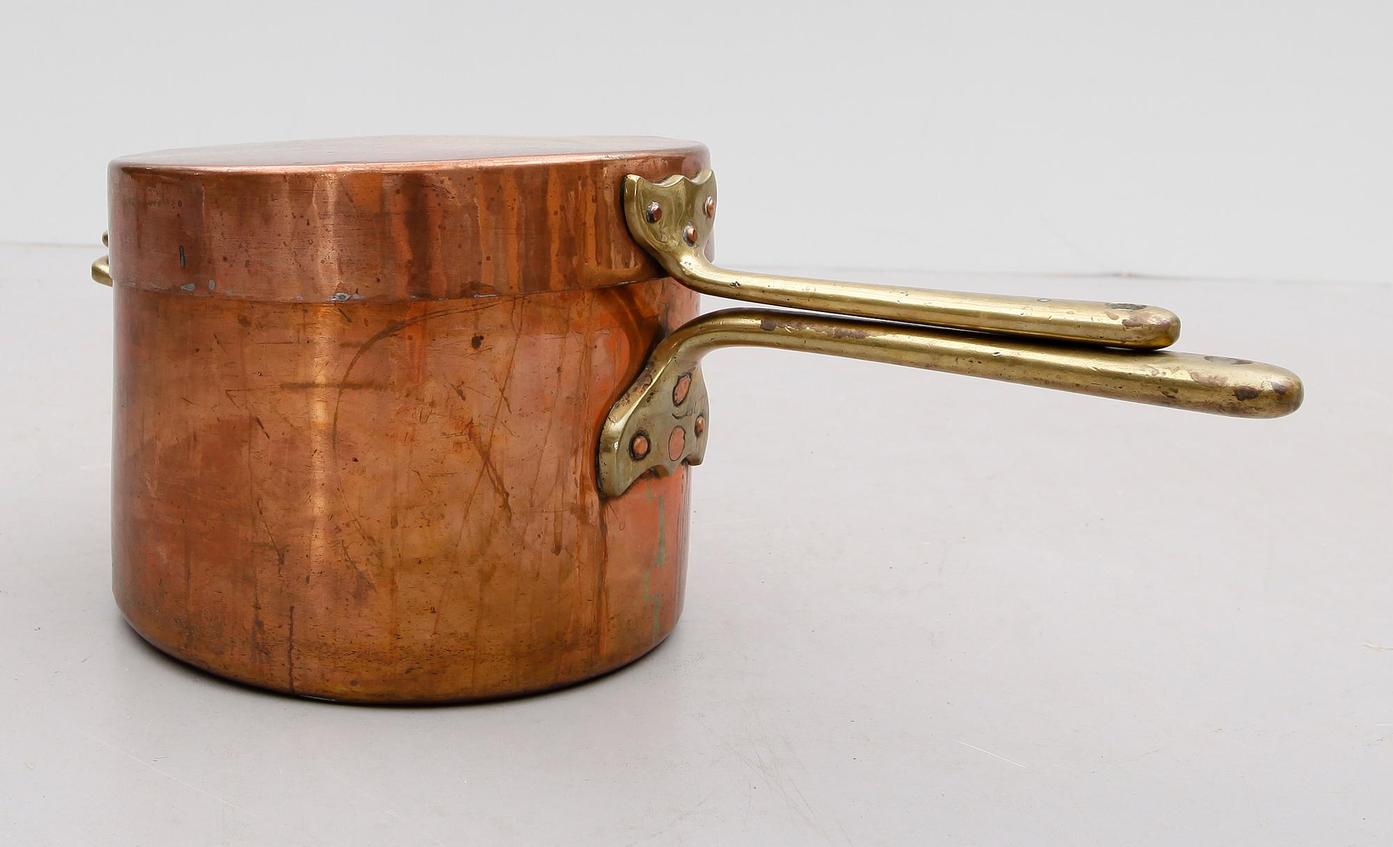 KITTEL MED LOCK, koppar, 15 liter, märkt KT, 1800-tal.