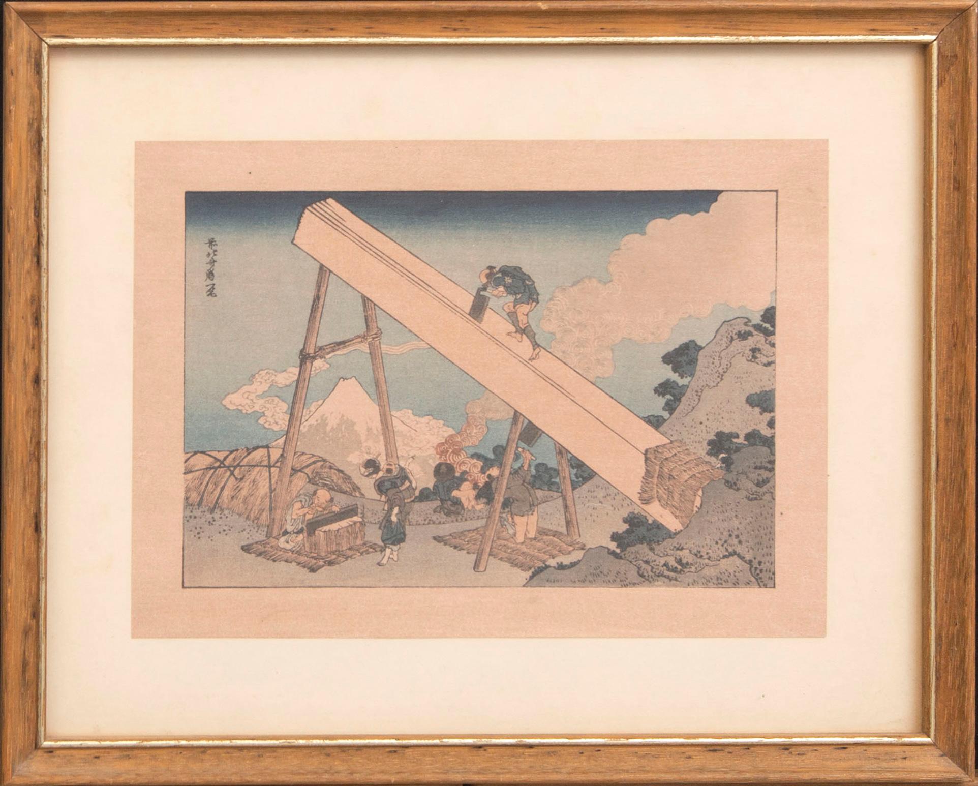 Ando Utagawa Hiroshige efter m fl, fem träsnitt,
Japan 1900-tal,