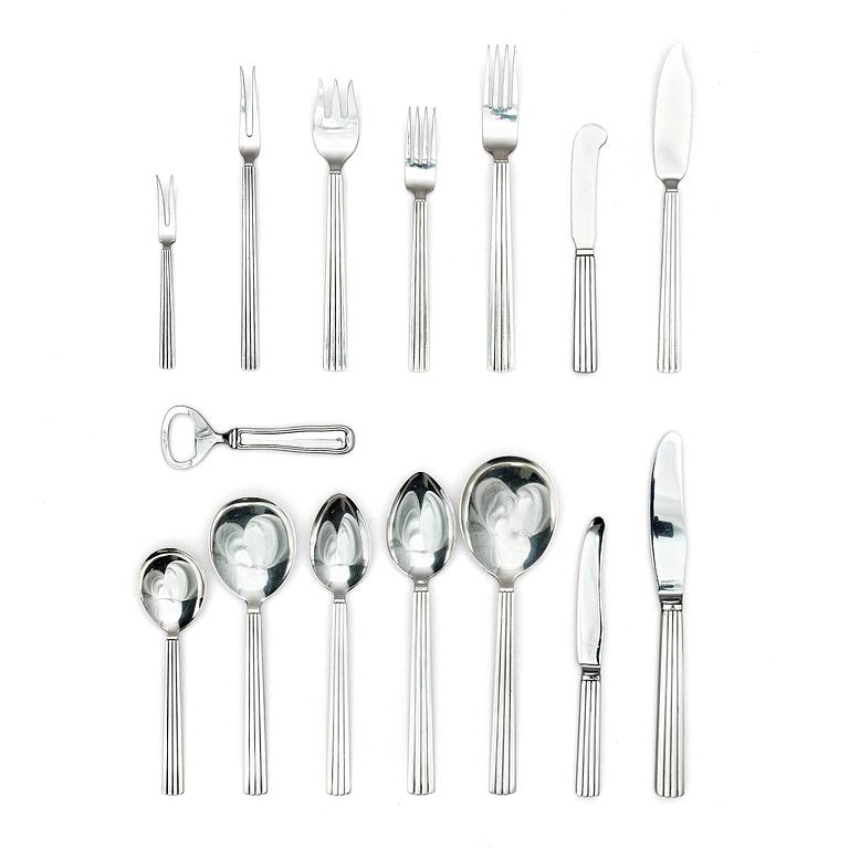 Georg Jensen, bestickservis, sterling silver, modell "Bernadotte", 112+1 delar, design Sigvard Bernadotte, Köpenhamn 1933-1944.