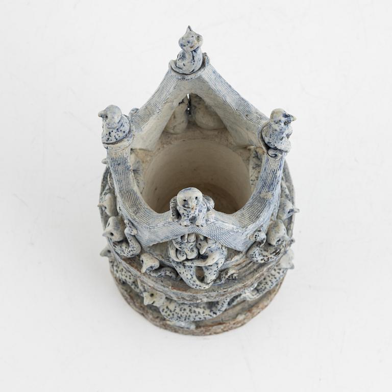 Astrid Anderberg, a stoneware sculpture/candle holder, Sweden, signed.