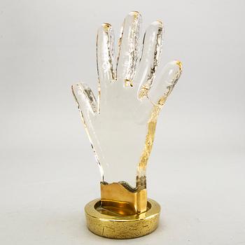 Estrid Ericson, attributed to, a brass and glass sculpture for exposing rings at Svenskt Tenn, 1950-1960s.