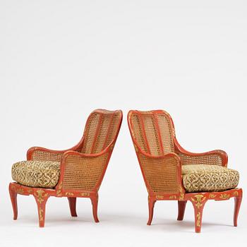 Carl Malmsten, a pair of Swedish Grace armchairs, cabinetmaker Albin Johansson, Stockholm, for Villa Kvikkjokk, 1927-28.