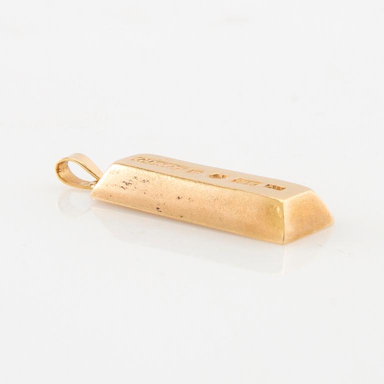 Pendant 18K gold in the form of a gold bar, G. Dahlgren & Co Malmö 1990.