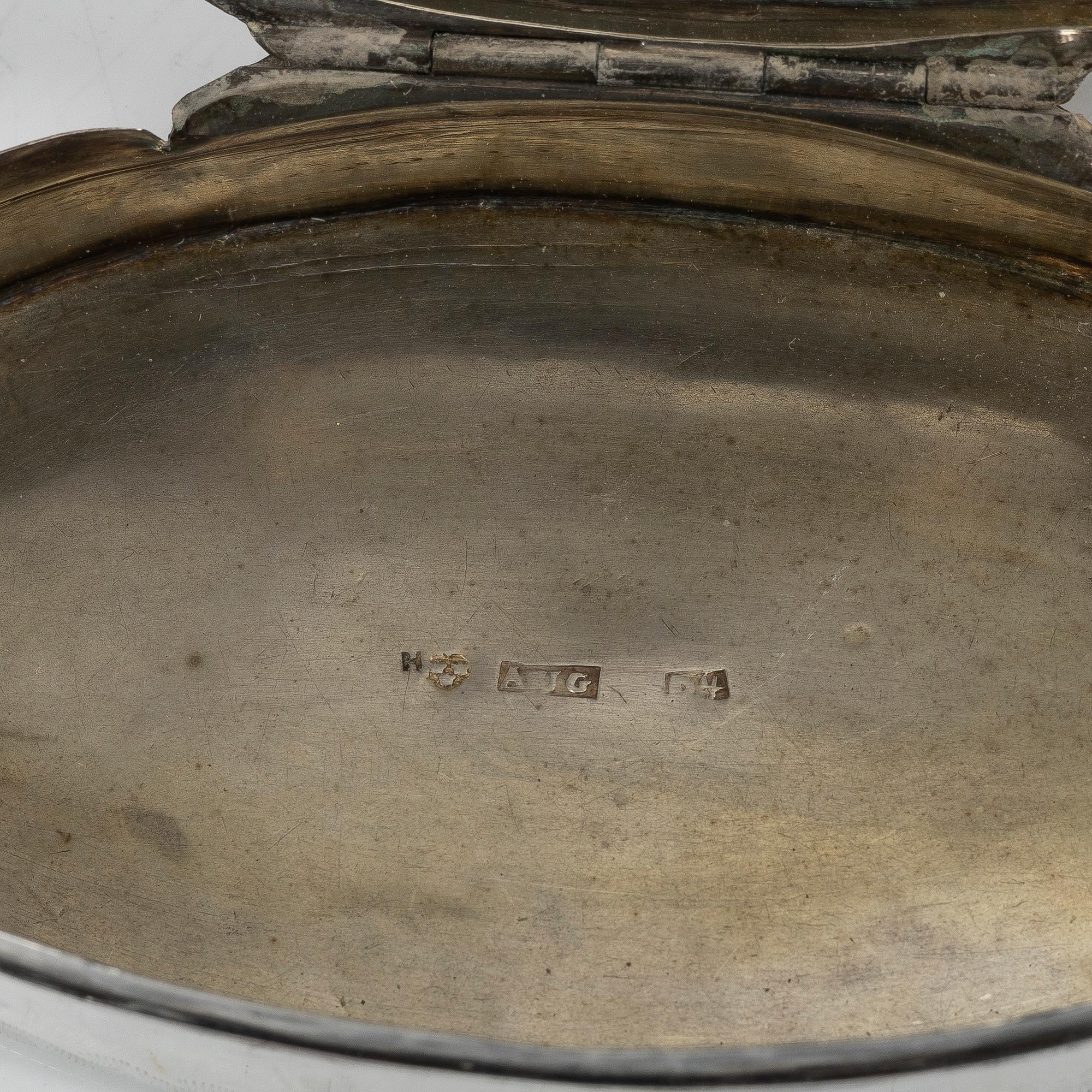 Boxes, 5 pcs, silver, including Germany and Sweden, as well as 3 unmarked boxes.