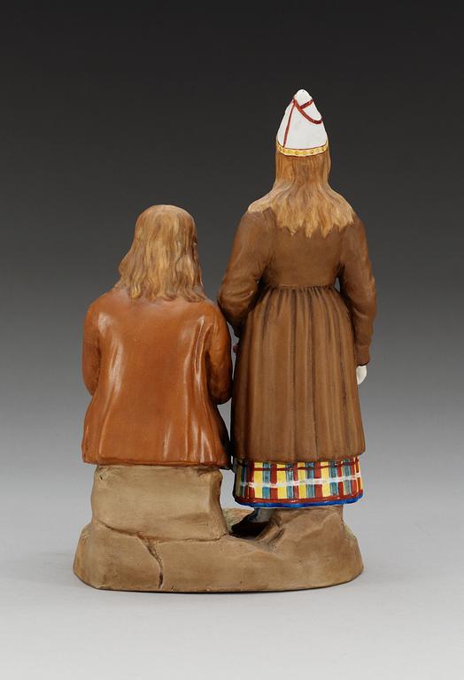 A Gardner Russian bisquit figure group of Estonians, early 20th Century.