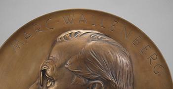 PORTRÄTTMEDALJONG, brons, signerad E Lindberg.