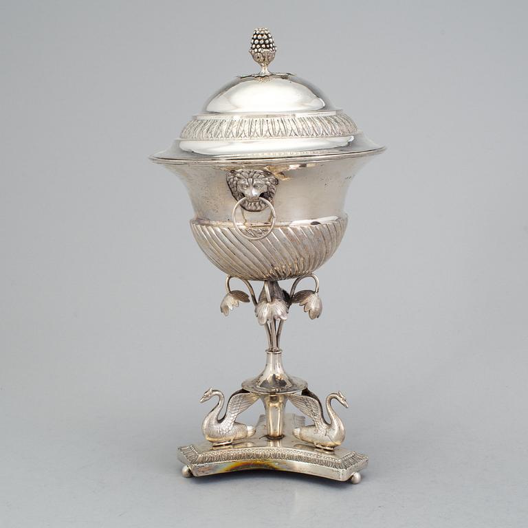 A Swedish 19th century silver sugar-bowl and cover, mark of Anders Lundqvist, Stockholm 1819.