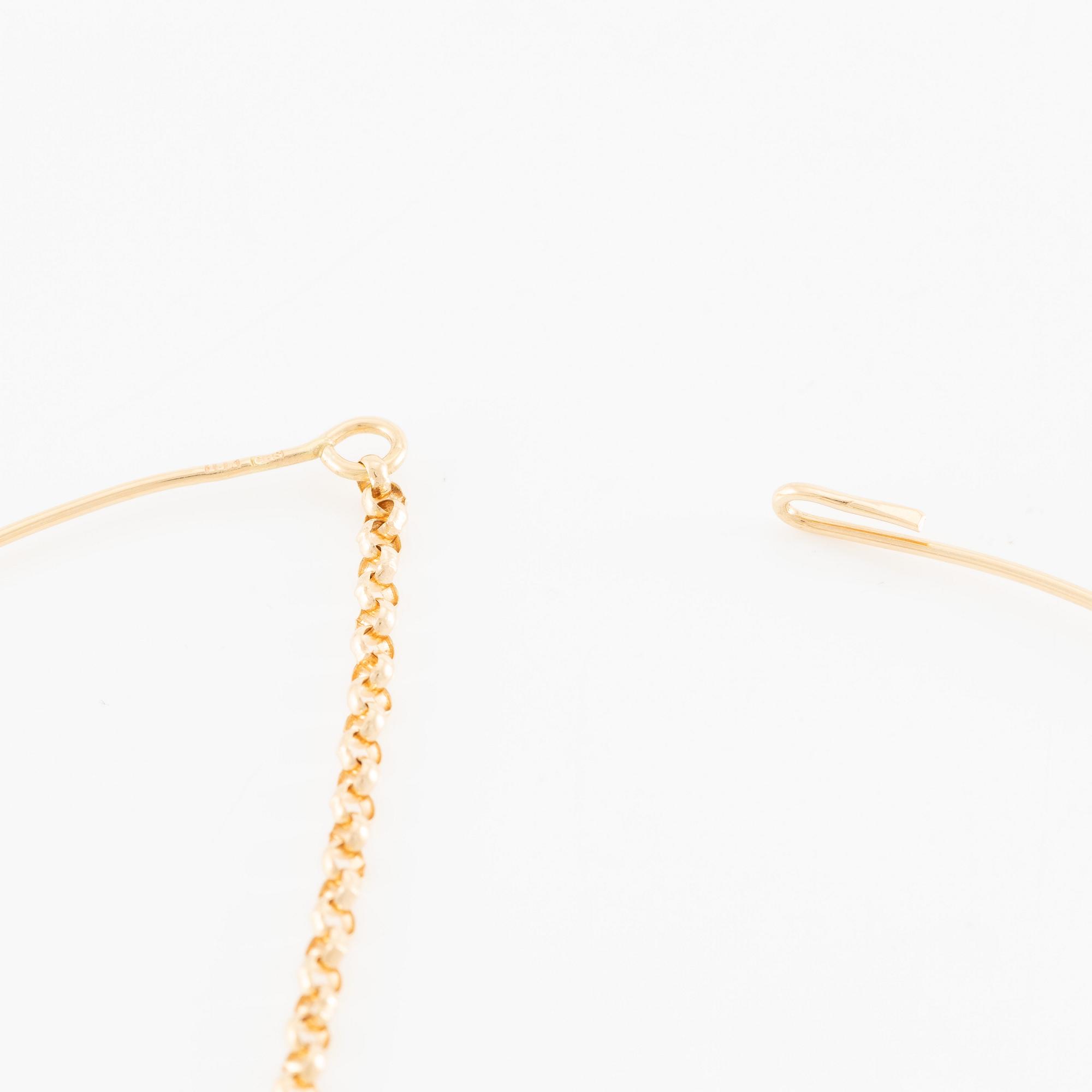 Collier med hängen i form av fiskar, 14K guld.