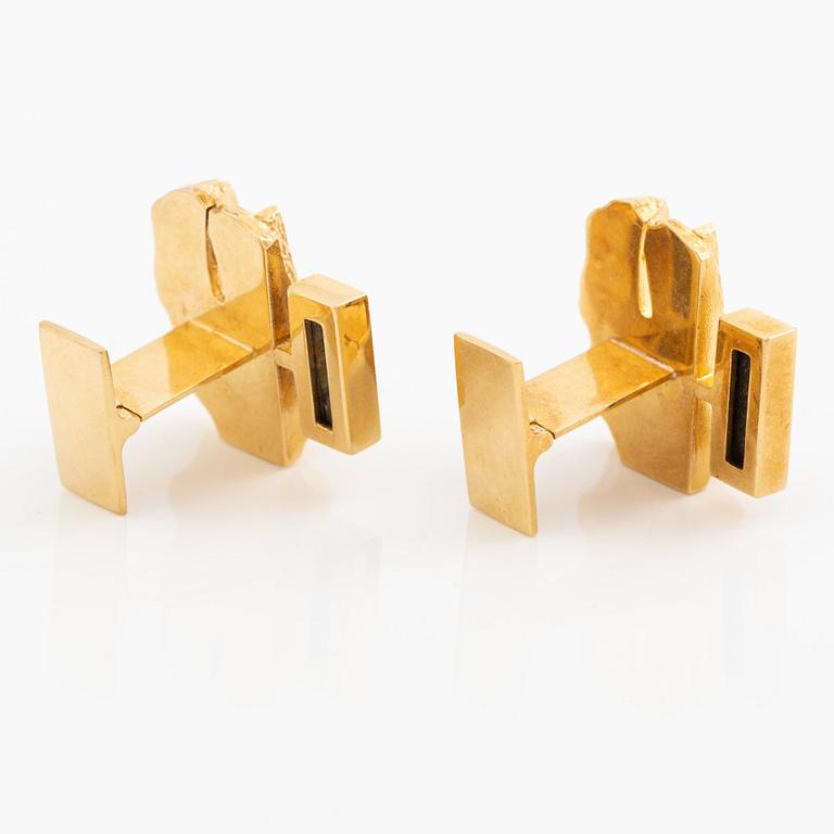 Björn Weckström, a pair of cufflinks 18K gold with enamel, Finland. By Lapponia.