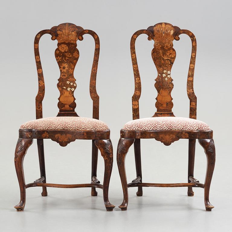 A pair of Dutch Rococo 18th century chairs.