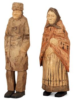 181. Axel Petersson Döderhultarn, Old man and woman (figures from the "Auction group").