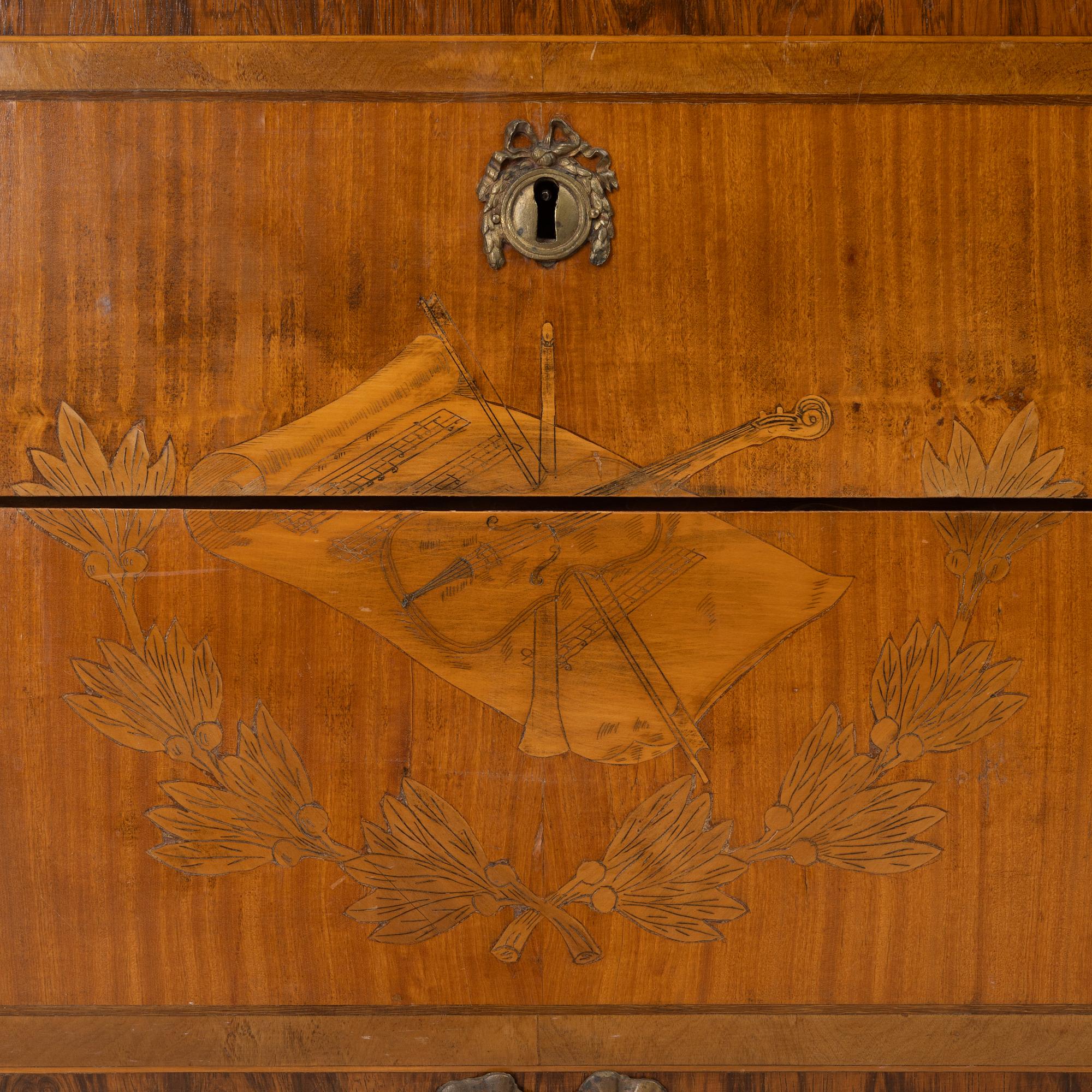 A Gustavian style chest of drawers, late 19th century.