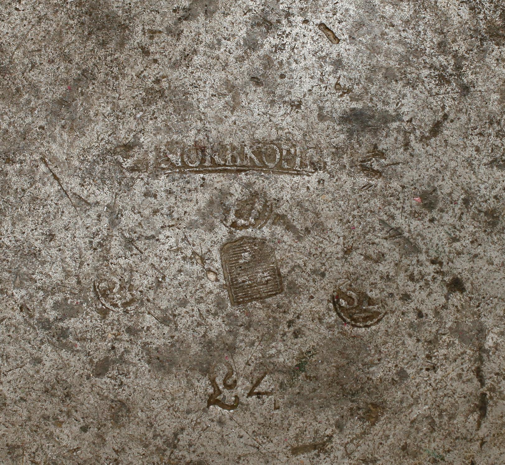 GRÖTSKÅL MED LOCK, tenn, Sven Ekström, Norrköping 1841.