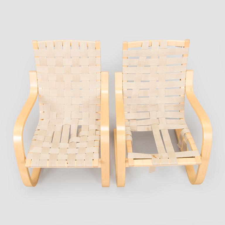 Alvar Aalto, fåtöljer, ett par, modell 406 för Artek 1900-talets slut.