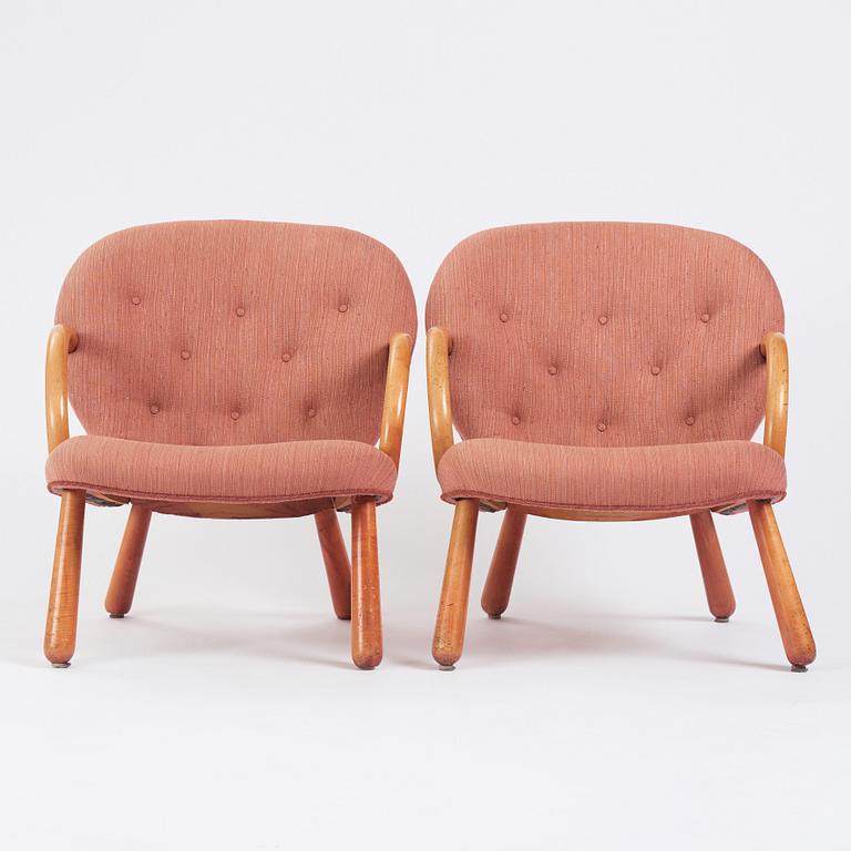 Swedish Modern, a pair of 'Clam Chairs', possibly by Erik Eks Snickerifabrik, probably 1950s.