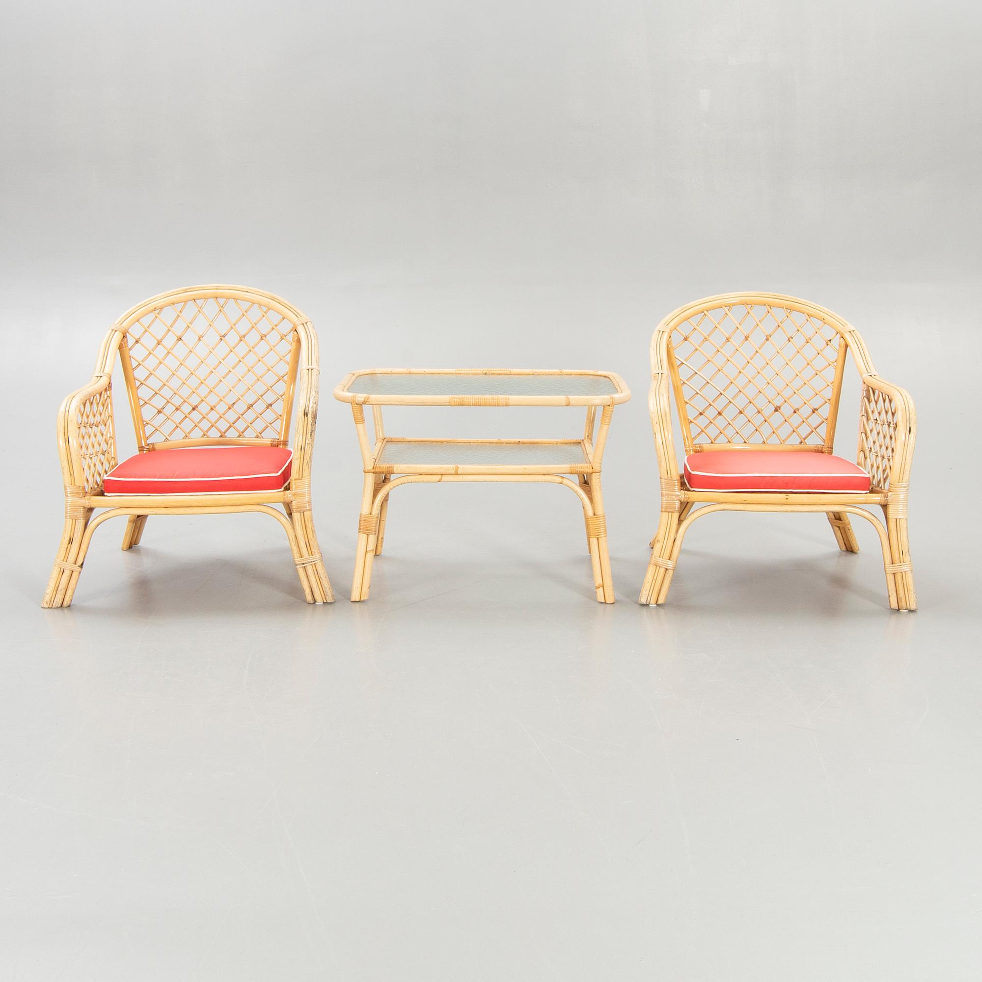 Porch furniture, bamboo, second half of the 20th century, table, 2 chairs.