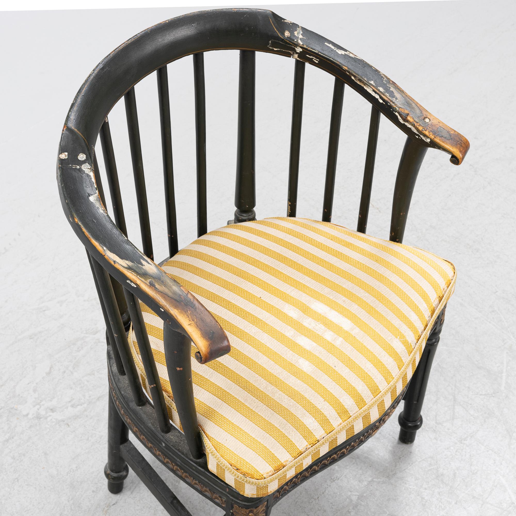 A painted Gustavian armchair, 18th Century.