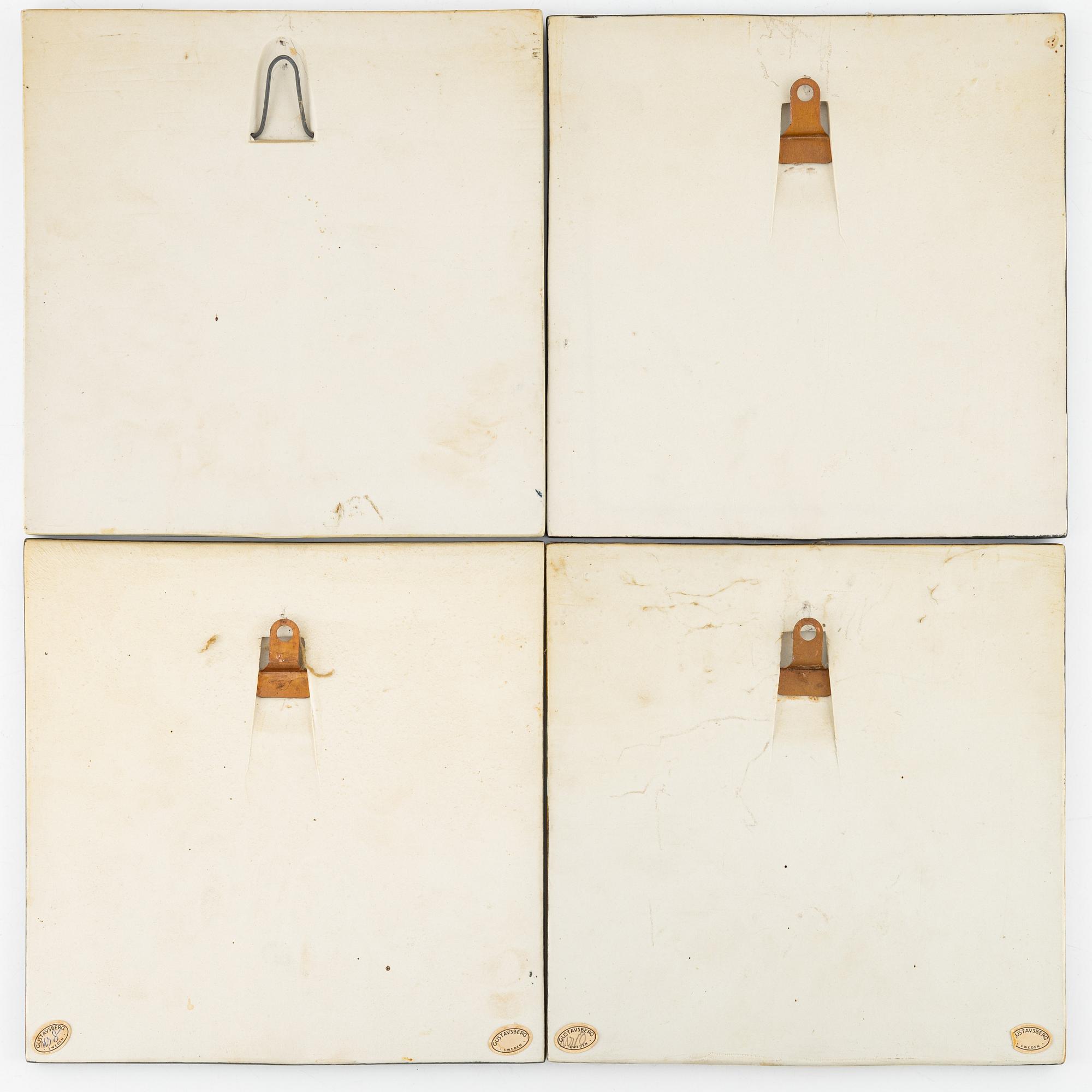 Lisa Larson, väggreliefer, 4 st, Gustavsberg.