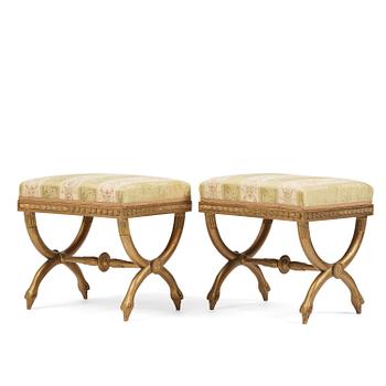 91. A pair of late Gustavian stools attributed to E. Ståhl (master in Stockholm 1794-1820).