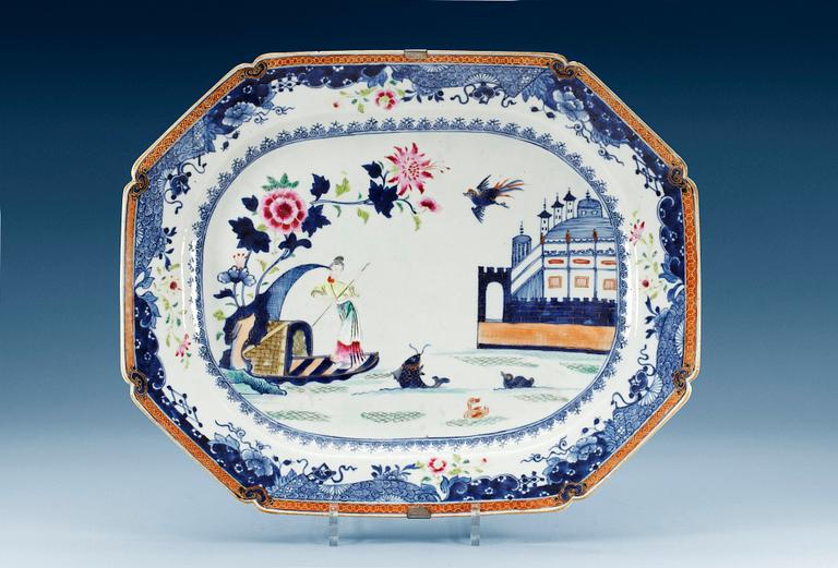 STEKFAT, kompaniporslin, Qing dynastin, Qianlong (1736-95).