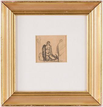 AXEL TÖRNEMAN, teckningar i akvarell, etsning, kolkrita samt blyerts, tot 4 st, delvis signerade.