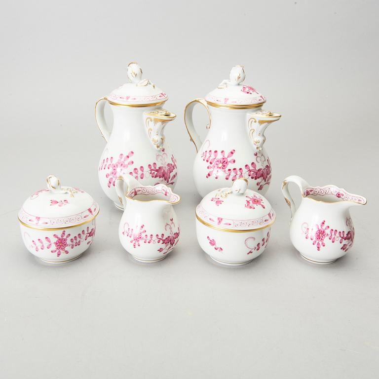 SERVISDELAR, porslin, 6 delar, Meissen, "Indische malerei", 1900-talets andra hälft.