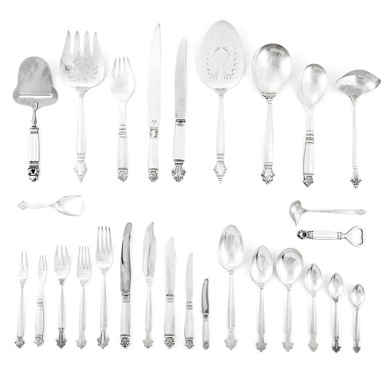Johan Rohde, a set of 179 pcs of Acanthus 830/1000 silver and stainless steel flatware, Copenhagen ca 1928.