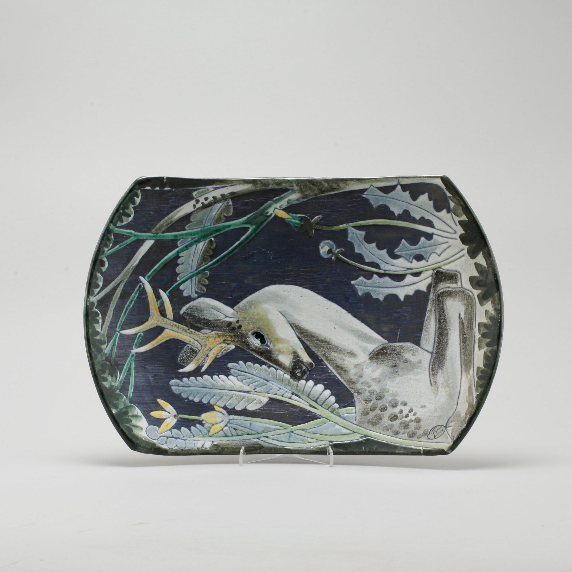 A dish and a table lamp by Marian Zawadzki for Tilgmans, second half of the 20th century.