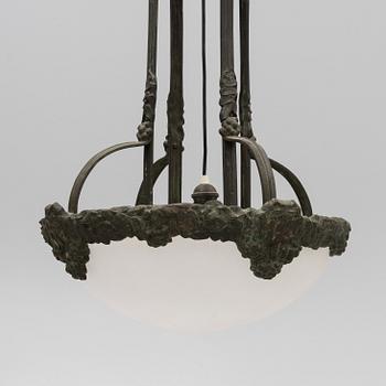 An Art Noveau celing lamp, early 20th century, attributed to Alice Nordin fo Böhlmarks.