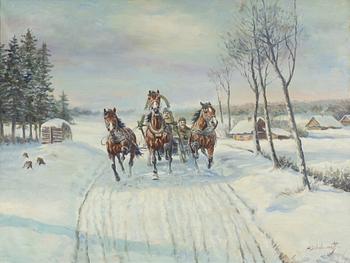 Afanasij Ivanovich Scheloumoff, Trojka i snölandskap.