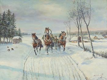 Afanasij Ivanovich Scheloumoff, Trojka i snölandskap.