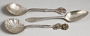 PARTI BESTICK, 6 delar. Bl.a. Paul Romare. 1700-1900-tal. Vikt 507g.