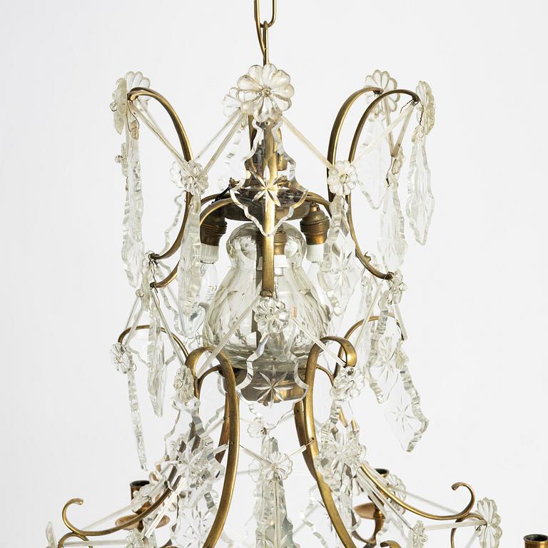 A Rococo style chandelier, 19th century.