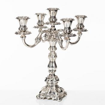 A silver candelabrum, marks of Kultakeskus Oy, Hämeenlinna, Finland 1973.